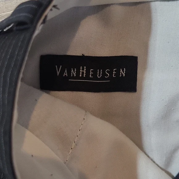 VANHEUSEN Boys' Black Pinstripe Flat Front Polyester Rayon Dress Pants - 16 Slim - Picture 3 of 16